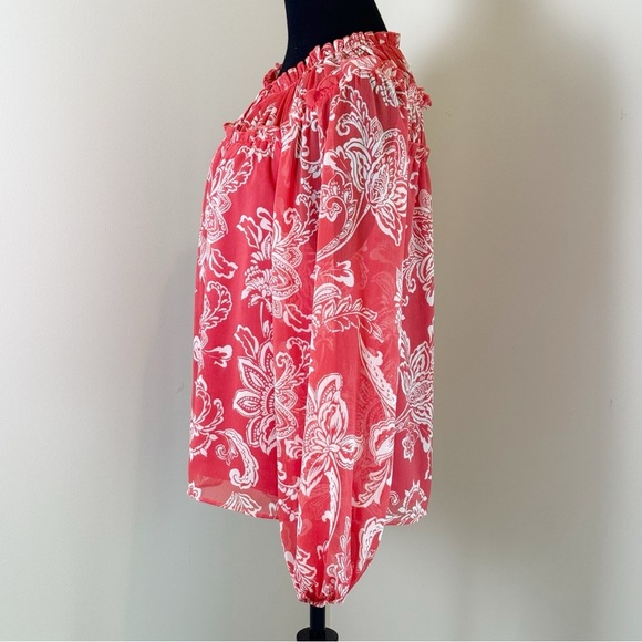 Evereve Hayden Chiffon Gathered Blouse M - Picture 7 of 11